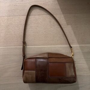 Zara Brown Patchwork Shoulder Bag